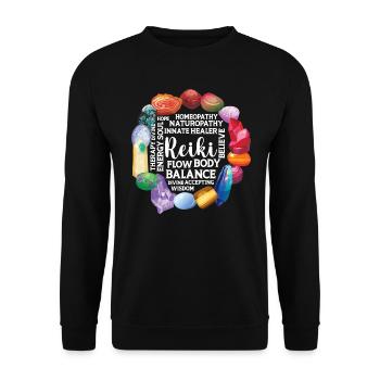 Reiki-praktizierender - Unisex Pullover - Schwarz - Vorne - Alina (178cm) & Michal (187cm)