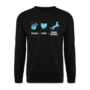 Frieden - Liebe - Dock-tauchen - Unisex Pullover - Schwarz - Vorne - Alina (178cm) & Michal (187cm)