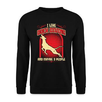 I like dogs diving and maybe 3 people - Unisex Sweatshirt - black - Front - Alina (178cm) & Michal (187cm)