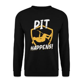 Pit Happens - Polsprung - Unisex Pullover - Schwarz - Vorne - Alina (178cm) & Michal (187cm)