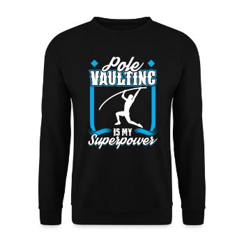 Stabhochsprung Ist Meine Superkraft - Stabspringen - Unisex Pullover - Schwarz - Vorne - Alina (178cm) & Michal (187cm)