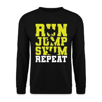 Run Jump Swim Repeat - Dock Diving - Unisex Sweatshirt - black - Front - Alina (178cm) & Michal (187cm)