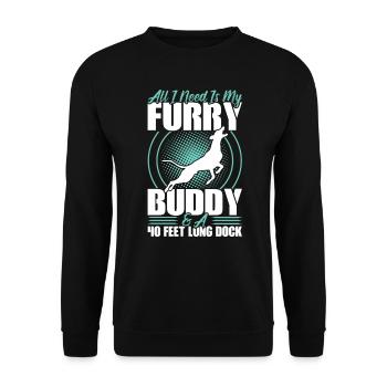 My furry buddy and a 40 ft. dock - Unisex Sweatshirt - black - Front - Alina (178cm) & Michal (187cm)