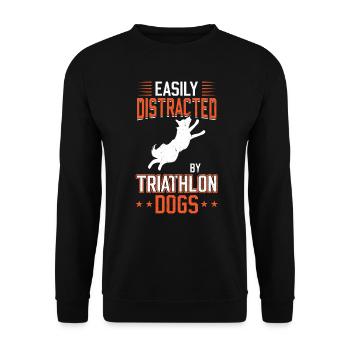 Facilement distrait par les chiens de triathlon Plongée à quai - Sweat-shirt Unisexe - noir - Devant - Alina (178cm) & Michal (187cm)