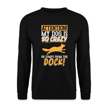 My dog jumps off the dock - Dock Diving - Unisex Sweatshirt - black - Front - Alina (178cm) & Michal (187cm)