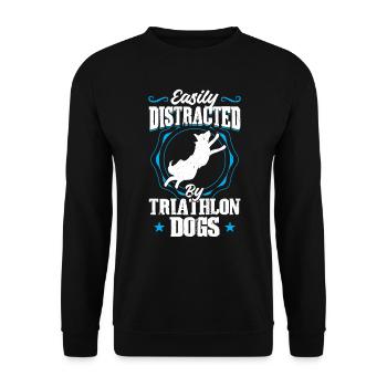Easily distracted by triathlon dogs - Dock Diving - Unisex Sweatshirt - black - Front - Alina (178cm) & Michal (187cm)