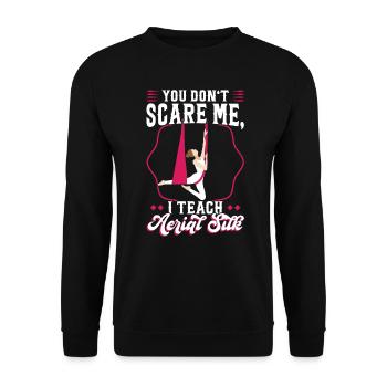 I Teach Aerial Silk - Aerialist - Unisex Pullover - Schwarz - Vorne - Alina (178cm) & Michal (187cm)