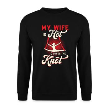 My Wife Is Hot And Loves The Knot - Aerialist - Unisex Sweatshirt - black - Front - Alina (178cm) & Michal (187cm)