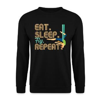 Eat. Sleep. Fly. Repeat. - Aerialist - Unisex Pullover - Schwarz - Vorne - Alina (178cm) & Michal (187cm)