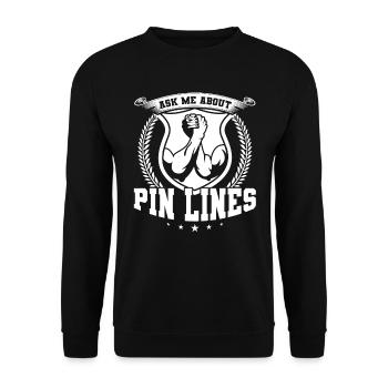 Ask Me About Pin Lines - Arm Wrestling - Unisex Pullover - Schwarz - Vorne - Alina (178cm) & Michal (187cm)