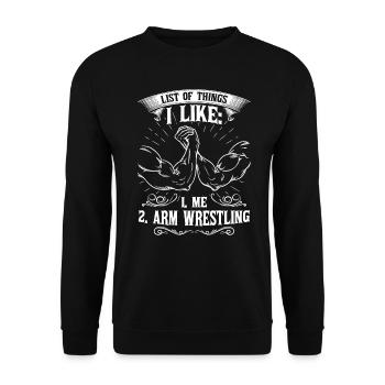 I Like Me And Arm Wrestling - Unisex Pullover - Schwarz - Vorne - Alina (178cm) & Michal (187cm)
