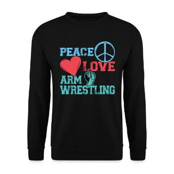 Paix - Amour - Bras de fer - Sweat-shirt Unisexe - noir - Devant - Alina (178cm) & Michal (187cm)