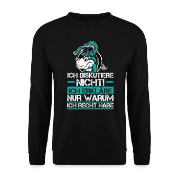 Ich Diskutiere Nicht - Ich habe Recht - Unisex Pullover - Schwarz - Vorne - Alina (178cm) & Michal (187cm)