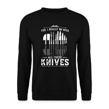 Yes, I Really Do Need All These Knives - Unisex Pullover - Schwarz - Vorne - Alina (178cm) & Michal (187cm)