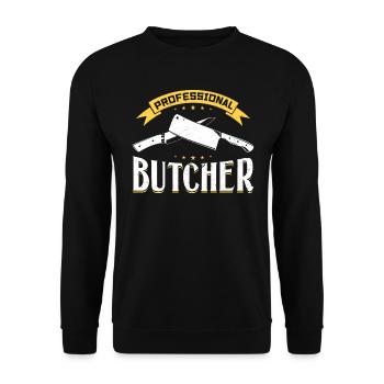 Professional Butcher - Meat Cutter - Unisex Pullover - Schwarz - Vorne - Alina (178cm) & Michal (187cm)