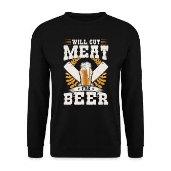 Will Cut Meat For Beer - Unisex Sweatshirt - black - Front - Alina (178cm) & Michal (187cm)
