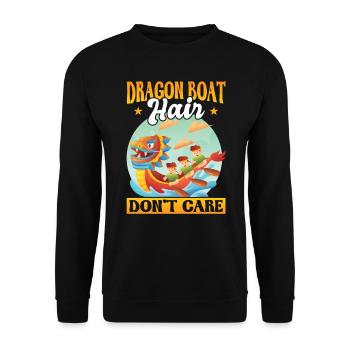 Dragon Boat Hair - Don't Care - Dragon Boat Racing - Unisex Pullover - Schwarz - Vorne - Alina (178cm) & Michal (187cm)
