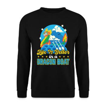 La vie est meilleure dans un bateau-dragon - Sweat-shirt Unisexe - noir - Devant - Alina (178cm) & Michal (187cm)