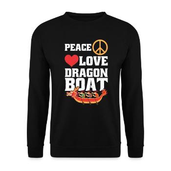 Peace - Love - Dragon Boat - Unisex Pullover - Schwarz - Vorne - Alina (178cm) & Michal (187cm)