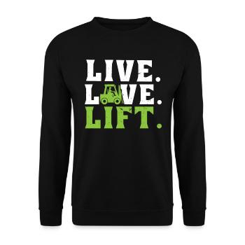 Live. Love. Lift. - Forklift Operator - Unisex Sweatshirt - black - Front - Alina (178cm) & Michal (187cm)