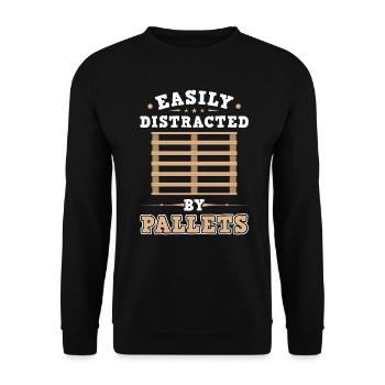 Easily Distracted By Pallets - Forklift Operator - Unisex Sweatshirt - black - Front - Alina (178cm) & Michal (187cm)