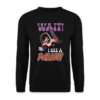 Wait I See A Pallet - Forklift Operator - Unisex Sweatshirt - black - Front - Alina (178cm) & Michal (187cm)