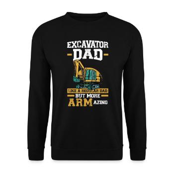 ARMazing Excavator Dad - Unisex Pullover - Schwarz - Vorne - Alina (178cm) & Michal (187cm)