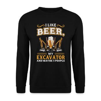 I Like Beer, My Excavator And Maybe 3 People - Unisex Sweatshirt - black - Front - Alina (178cm) & Michal (187cm)
