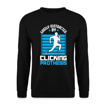 Easily Distracted By Clicking Prothesis - Unisex Sweatshirt - black - Front - Alina (178cm) & Michal (187cm)