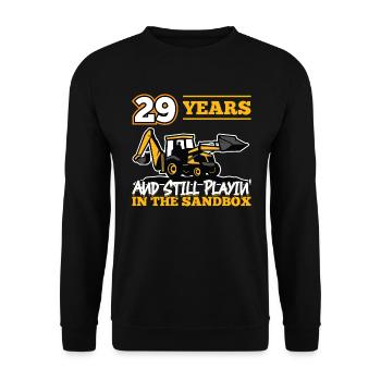 29 Jahre - 29 Jahre Alt - 29. Geburtstag - Bagger - Unisex Pullover - Schwarz - Vorne - Alina (178cm) & Michal (187cm)