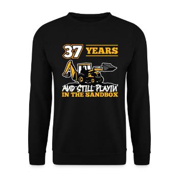 37 Jahre - 37 Jahre Alt - 37. Geburtstag - Bagger - Unisex Pullover - Schwarz - Vorne - Alina (178cm) & Michal (187cm)