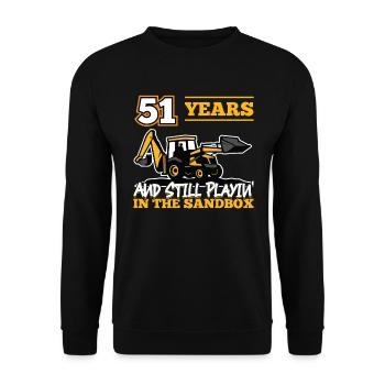 51 Jahre - 51 Jahre Alt - 51. Geburtstag - Bagger - Unisex Pullover - Schwarz - Vorne - Alina (178cm) & Michal (187cm)