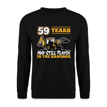 59 Jahre - 59 Jahre Alt - 59. Geburtstag - Bagger - Unisex Pullover - Schwarz - Vorne - Alina (178cm) & Michal (187cm)