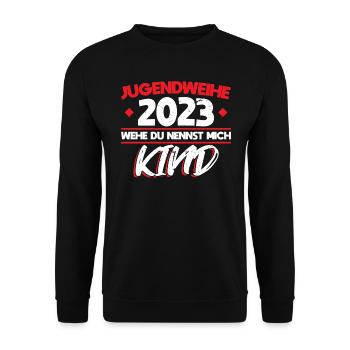 Jugendweihe 2023 Mädchen Junge - Unisex Pullover - Schwarz - Vorne - Alina (178cm) & Michal (187cm)