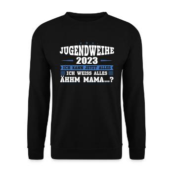 Jugendweihe 2023 Mädchen Junge - Unisex Pullover - Schwarz - Vorne - Alina (178cm) & Michal (187cm)