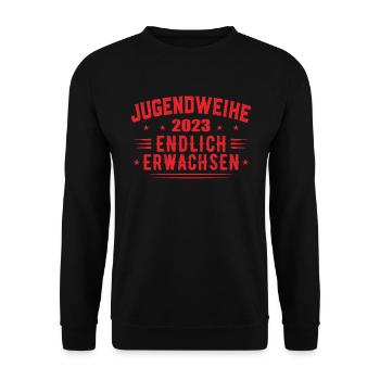 Jugendweihe 2023 Mädchen Junge - Unisex Pullover - Schwarz - Vorne - Alina (178cm) & Michal (187cm)
