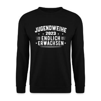 Jugendweihe 2023 Mädchen Junge - Unisex Pullover - Schwarz - Vorne - Alina (178cm) & Michal (187cm)