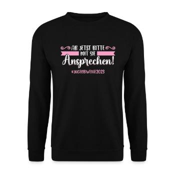 Jugendweihe 2023 Mädchen Junge - Unisex Pullover - Schwarz - Vorne - Alina (178cm) & Michal (187cm)