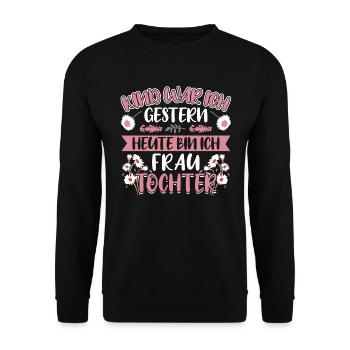 Jugendweihe 2023 Mädchen - Unisex Pullover - Schwarz - Vorne - Alina (178cm) & Michal (187cm)