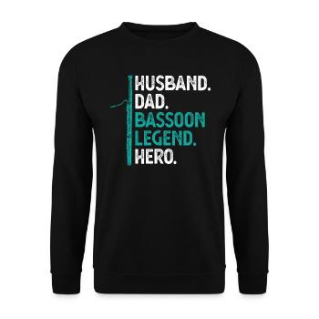 Husband. Dad. Basson Legend. Hero. - Unisex Sweatshirt - black - Front - Alina (178cm) & Michal (187cm)