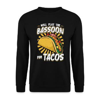 Will Play The Bassoon For Tacos - Unisex Pullover - Schwarz - Vorne - Alina (178cm) & Michal (187cm)