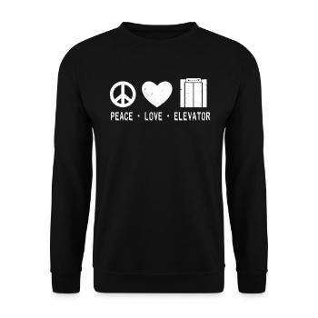 Peace - Love - Elevator - Unisex Sweatshirt - black - Front - Alina (178cm) & Michal (187cm)