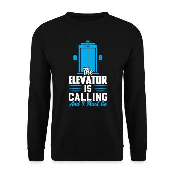 The Elevator Is Calling And I Must Go - Unisex Sweatshirt - black - Front - Alina (178cm) & Michal (187cm)