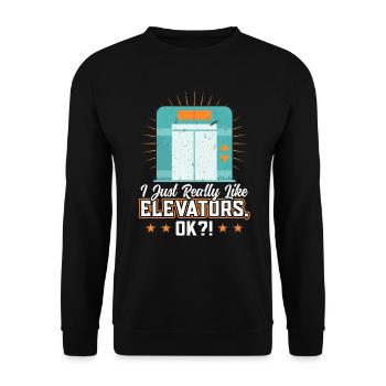 I Just Really Like Elevators - Unisex Sweatshirt - black - Front - Alina (178cm) & Michal (187cm)
