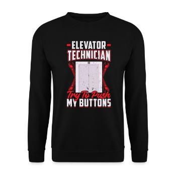 Elevator Technician - Try To Push My Buttons - Unisex Sweatshirt - black - Front - Alina (178cm) & Michal (187cm)