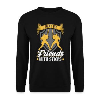 I Beat My Friends With Sticks - Larping - Unisex Sweatshirt - black - Front - Alina (178cm) & Michal (187cm)