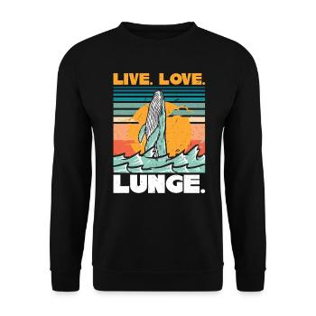Live. Love. Lunge. - Whale - Unisex Pullover - Schwarz - Vorne - Alina (178cm) & Michal (187cm)