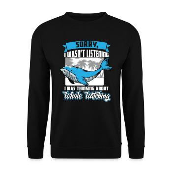 I Was Thinking About Whale Watching - Unisex Pullover - Schwarz - Vorne - Alina (178cm) & Michal (187cm)