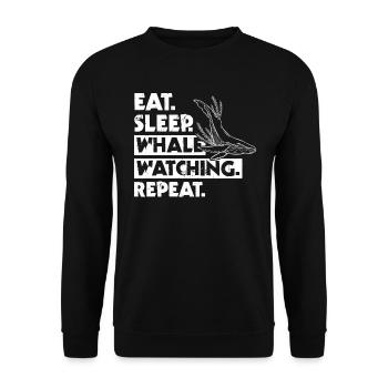 Eat. Sleep. Whale Watching. Repeat. - Unisex Pullover - Schwarz - Vorne - Alina (178cm) & Michal (187cm)