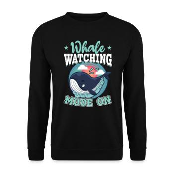Whale Watching Mode On - Whale - Unisex Pullover - Schwarz - Vorne - Alina (178cm) & Michal (187cm)
